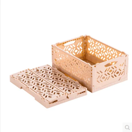 Folding Plastic Storage Box for Clothes Cosmetic Toy  Office desktop plastic folding storage box basket