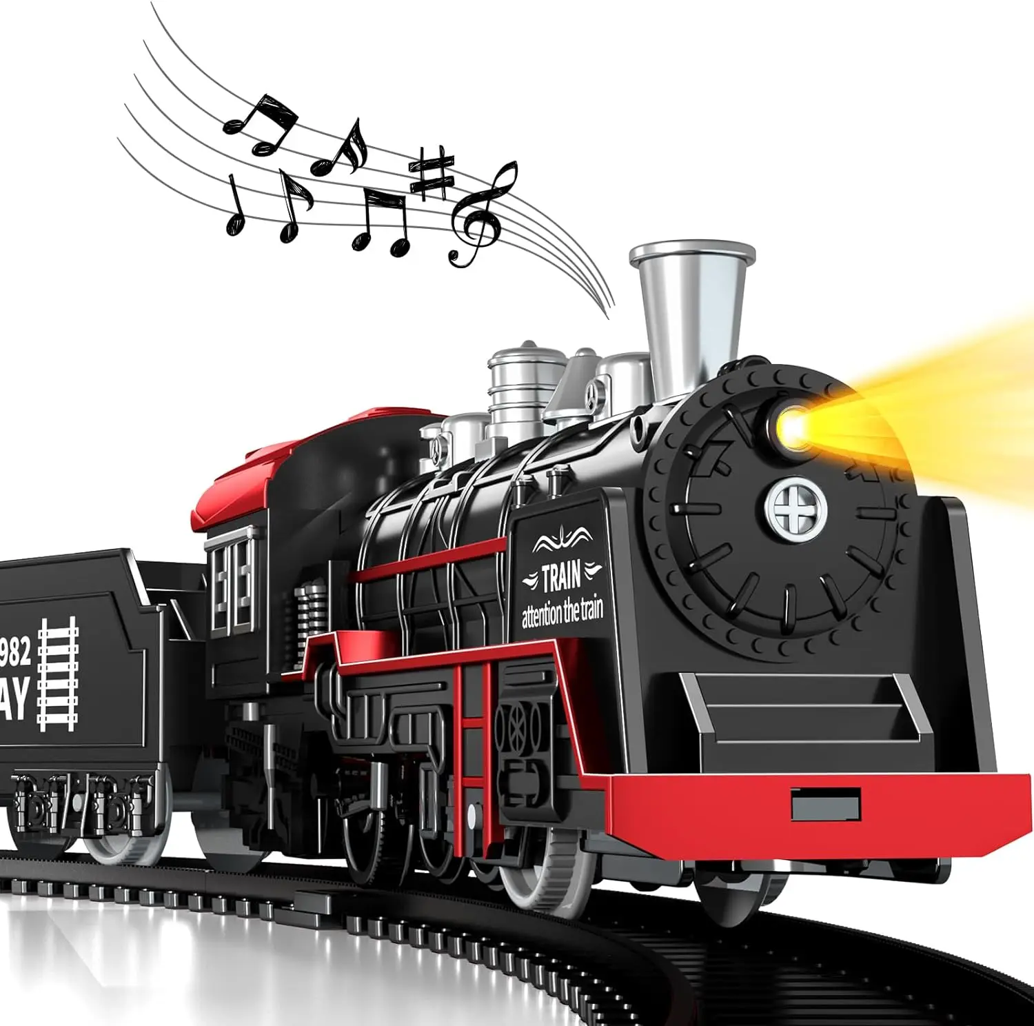 TEMI Train ElectricTrain Set Retro Classic Steam toy with Light  & Sounds Gift for Kids Boys Girls 3-6 Years