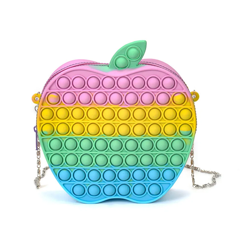 Cute Bag Fidget Toys Relive Stress Toy Rainbow Push Bubble Dimmer Anti stress Toy Children Sensory Game Backpack