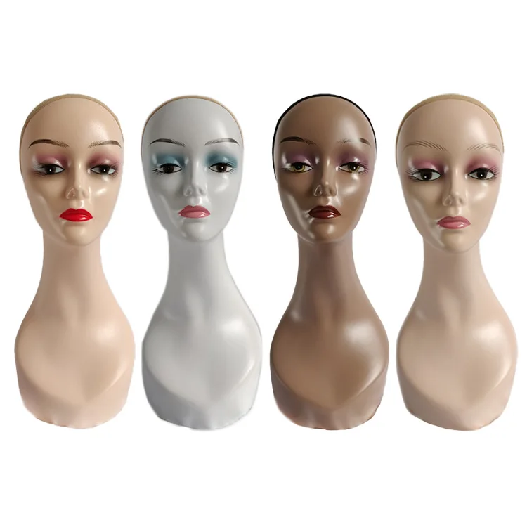 Realistic Half Body Shoulder Pvc Training Female Adjustable Model Mannequin Head For Wig Display