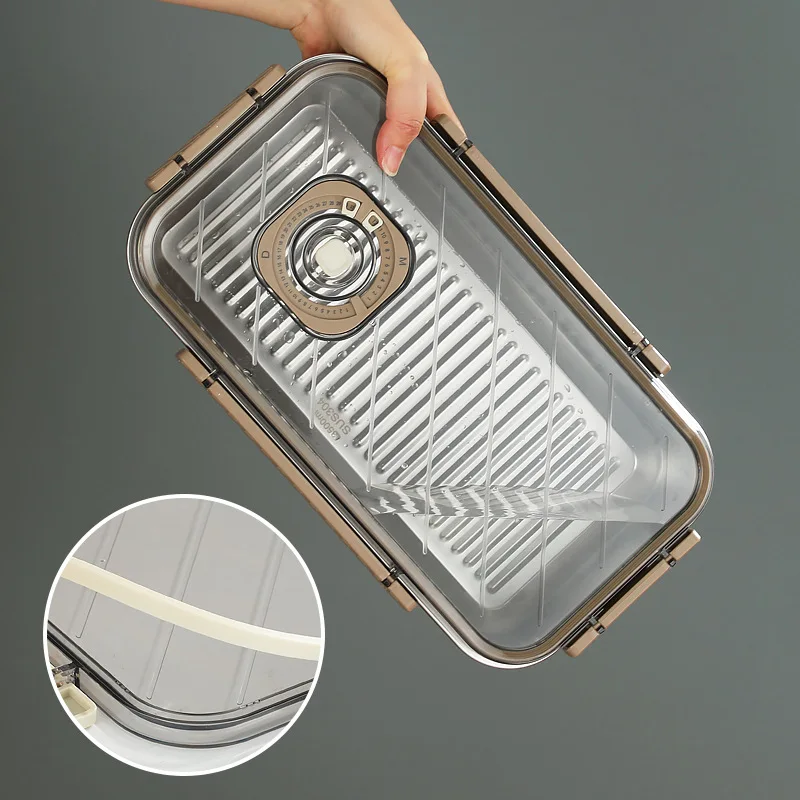 Multi-functional S/S 304 Food Containers Air Tight Fresh Keeping Box For Food Storage  Big Capacity