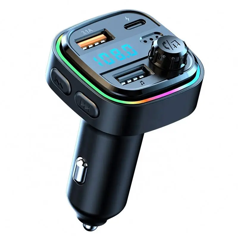 2022 Blue tooth 5.0 Car Kit FM Transmitter Hands free MP3 Player with Dual USB Car Charger QC3.0 Fast Charger
