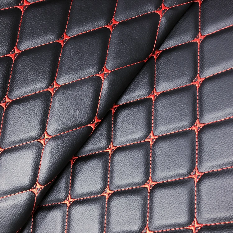PVC Car Interior Nonwoven Check Faux Synthetic Fabric Leather Foam Car Back Seat Cushions