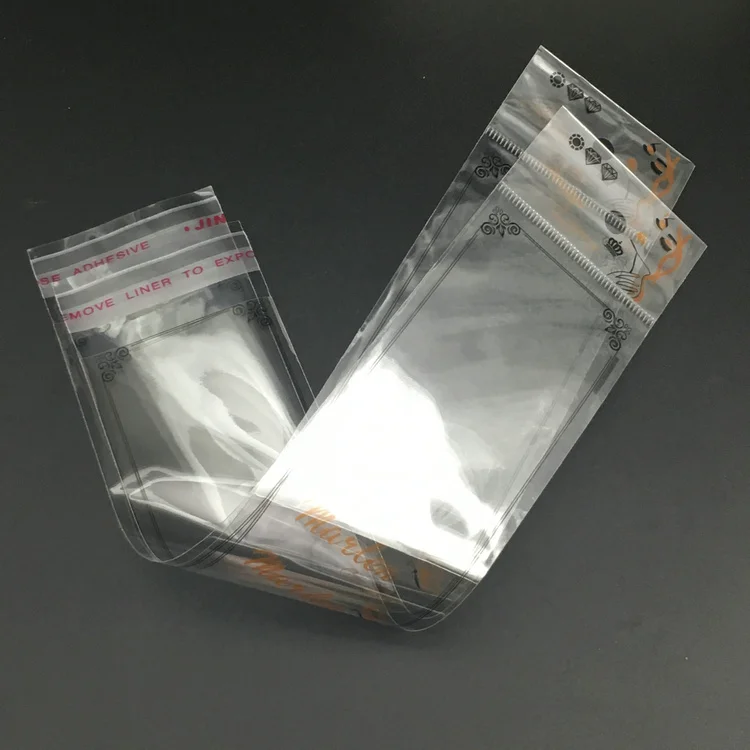 
custom plastic self-adhesive opp poly bag for hair extension packaging 
