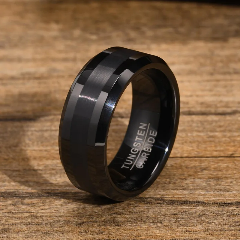 Plated Men Jewelry Personalized Ring Tungsten Carbide Rings Gift Gold Matt Metal Vintage Classic Style 8MM Engagement Ring 12pcs