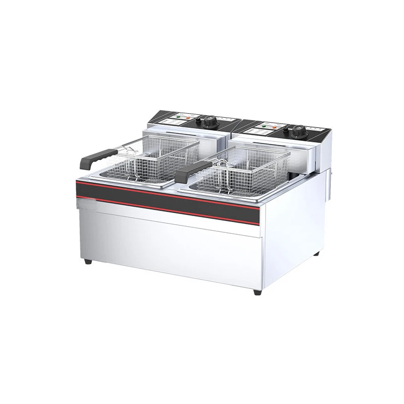Longterm Stainless Steel Commercial 6L+6L Double Tank Double Basket Electric Deep Fryer For Western Restaurant