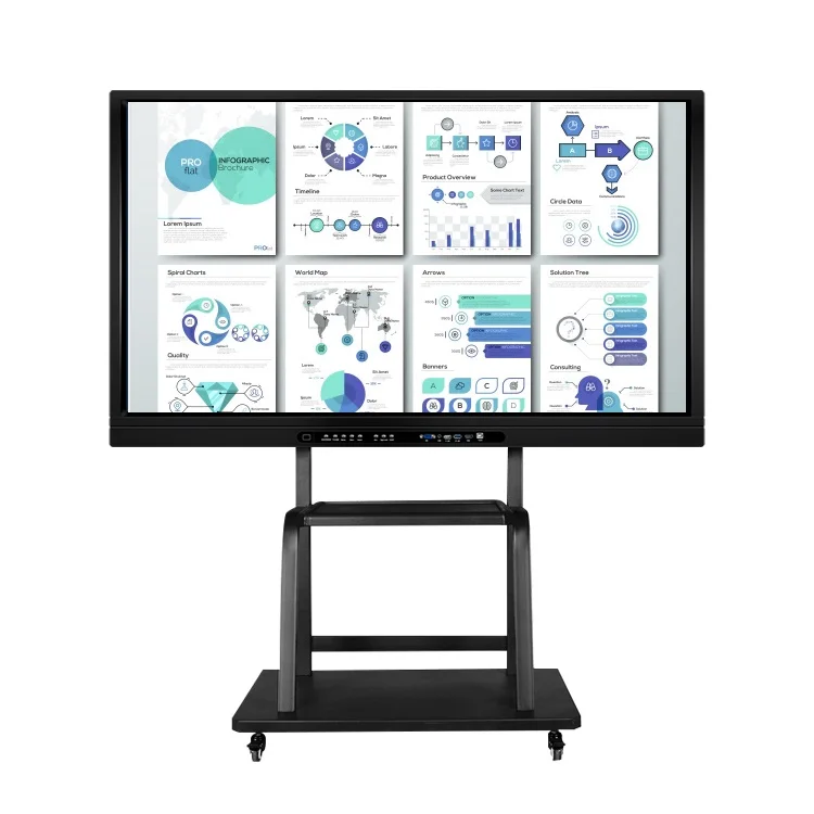 
4K Ultra HD display IR multi touch screen mobile electronic interactive whiteboard smart board E board for education classroom 