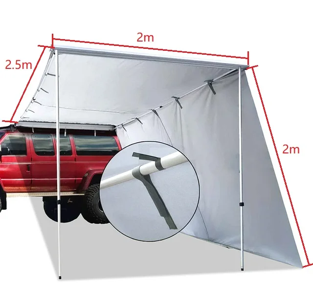 
DANCHEL OUTDOOR 2*2.5m Car Side SUV Awning with 2m/2.5m side wall front extension wall car roof top tent 