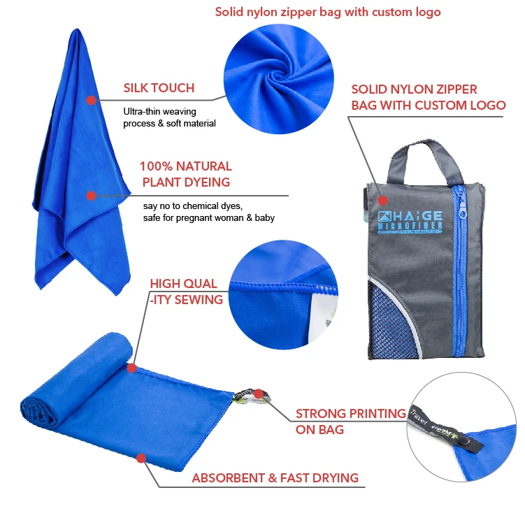 
Microfiber Fast Drying Super Absorbent Sport Towel With Mesh Bag for Camping 