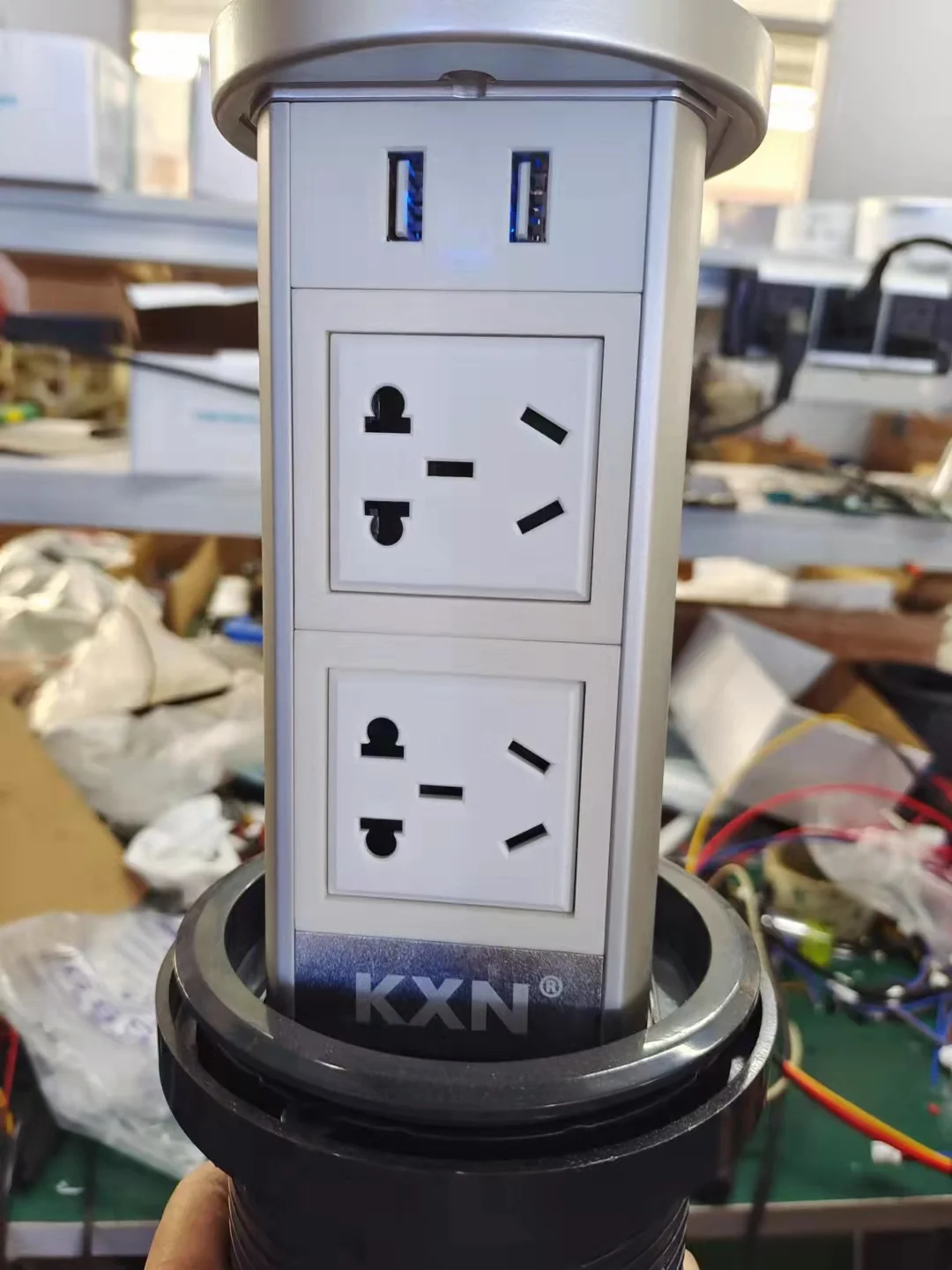 New Design Silver Safety Desktop Grommet Gold Outlet Recessed Strip Port Electric Plug With Usb Kitchen Pop Up Power Socket