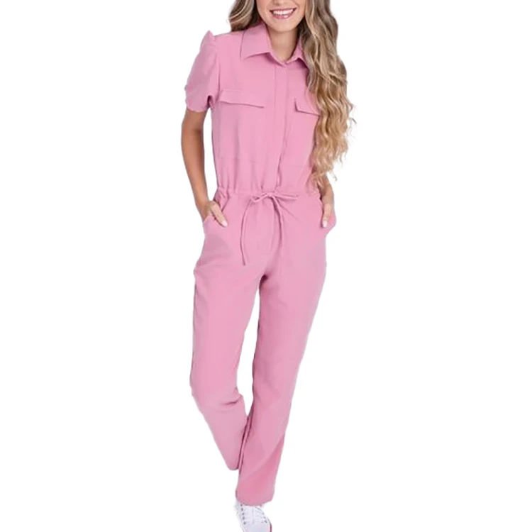 Best Price Custom women one piece jumpsuits short sleeve casual jumpsuit nursing scrubs