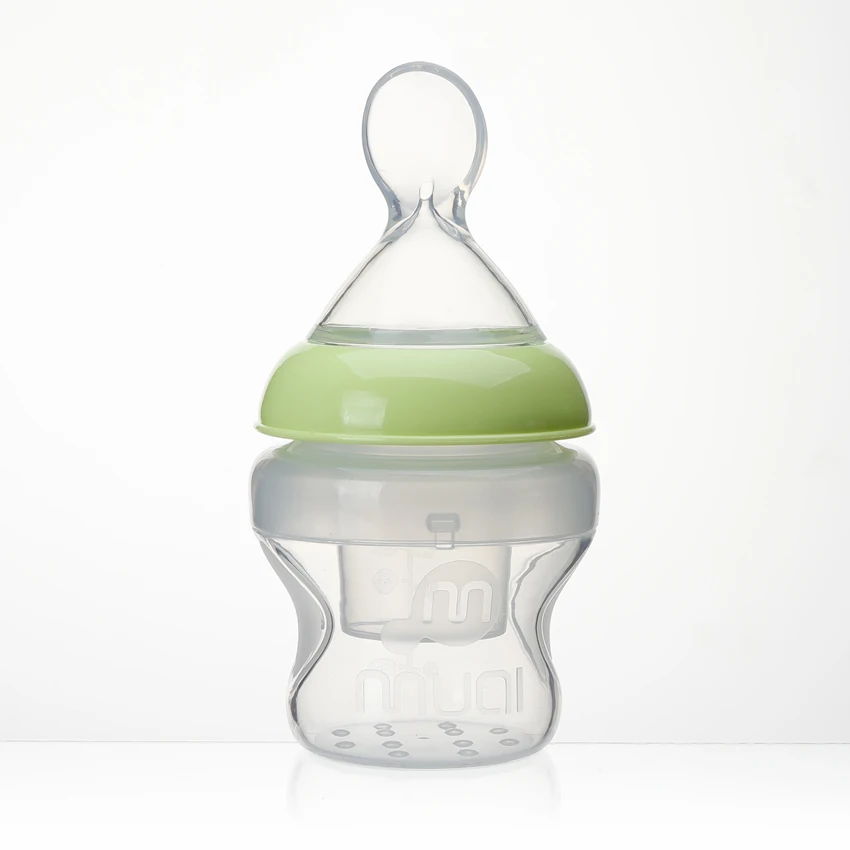 Wide neck Silicone Bottles with Spoon Cereal baby Feeding Bottle lovely baby products