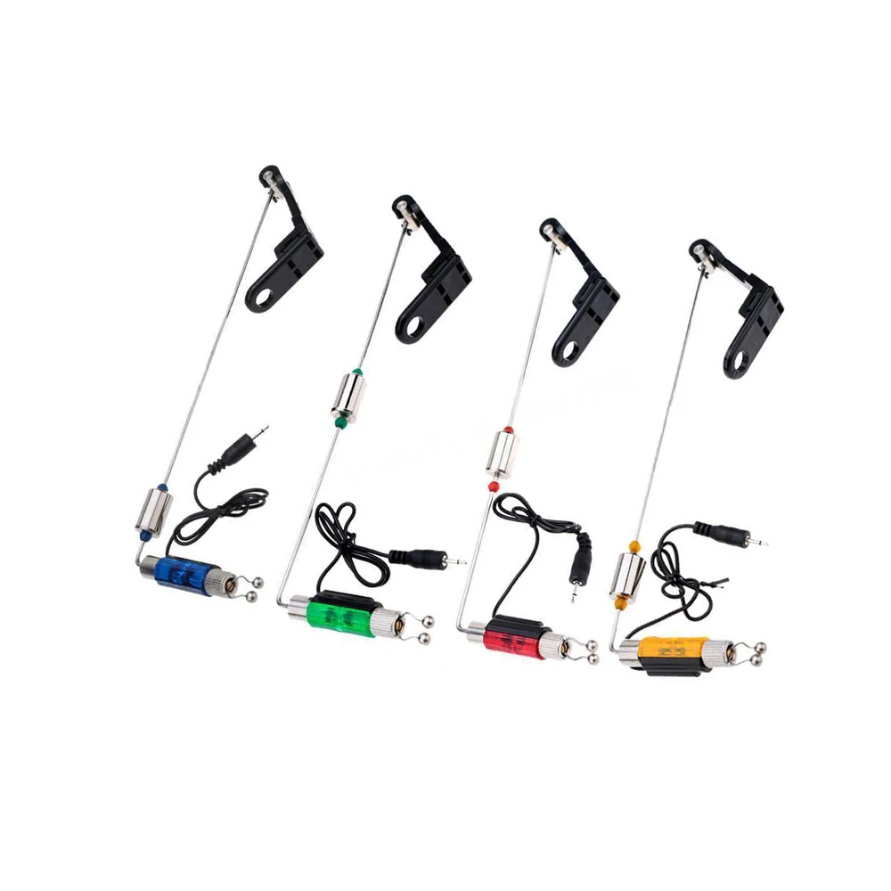 selco  Colors Mixed Fishing Alarms Bite Fishing Bite Alarm Set  red LED Illuminated Indicator Carp Bite Alarm Hanger Swinger