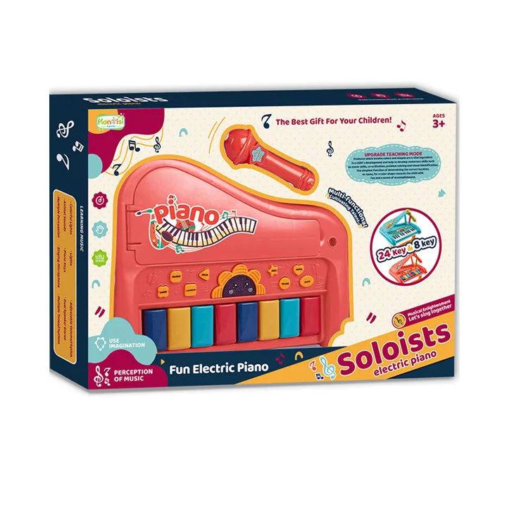 Hot Selling Kids Piano Mult-ifunction Keyboard 8 Key Piano With Microphone Educational Musical Instruments