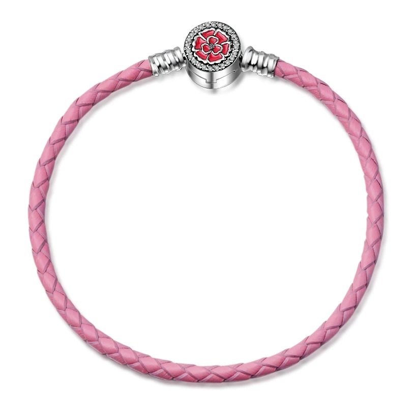 sterling silver customize charms bracelet 925 silver leather bracelets set