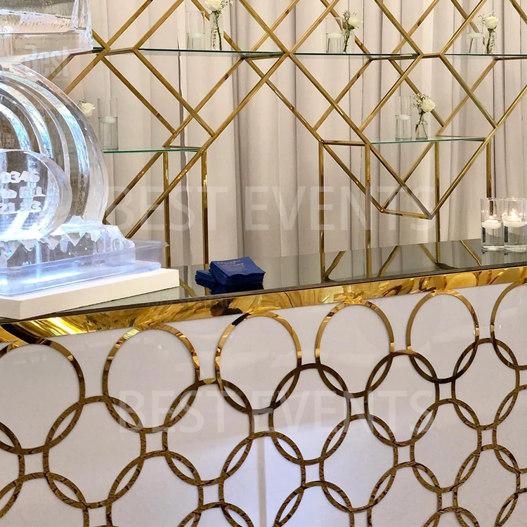 Hot Selling Portable Bar Counter High Quality Gold Stainless Steel Party Hire Bar Table