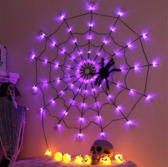 1m Outdoor Spider Web Garden Halloween Party Room Decoration Battery Operated Led Fairy String Lights With Usb Remote Control