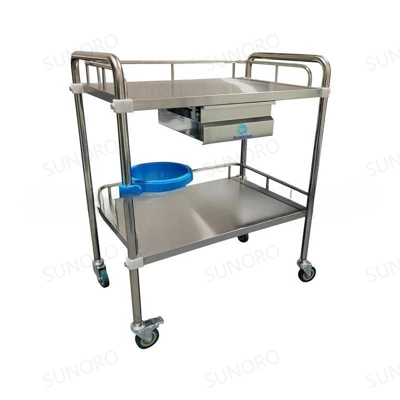SST31 Hospital 304 Stainless Steel Instruments Trolley Hospital Mobile Dressiing Trolley for Clinic Use