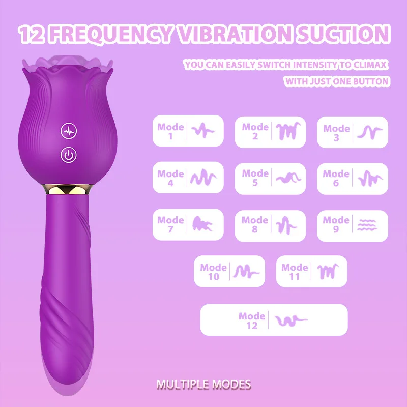 hot sale G spot 2 IN 1 rose vibrator for Female pussy stimulator clitoris tongue sucking vibrator AV Wand massager