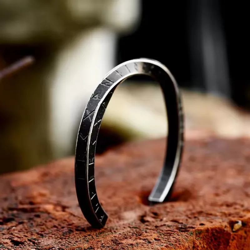 2024 New Style Titanium Steel Runes Amulets Bracelet Bangle Wristband Cuff Bracelets For Men Fashion Jewelry