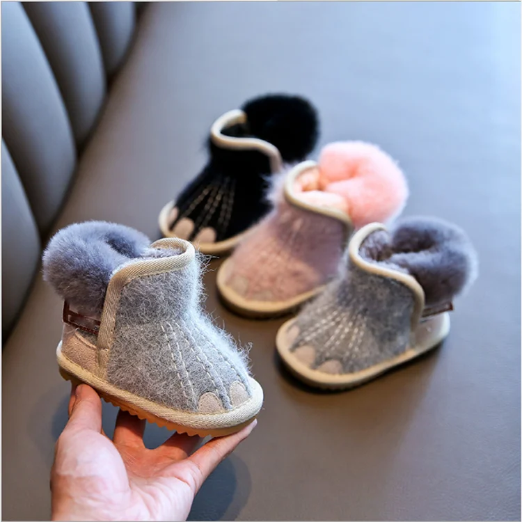 
 Модные детские зимние теплые уличные детские зимние сапоги для девочек; Пушистые сапоги с подкладкой из искусственного меха; Обувь для малышей   (62367375198)