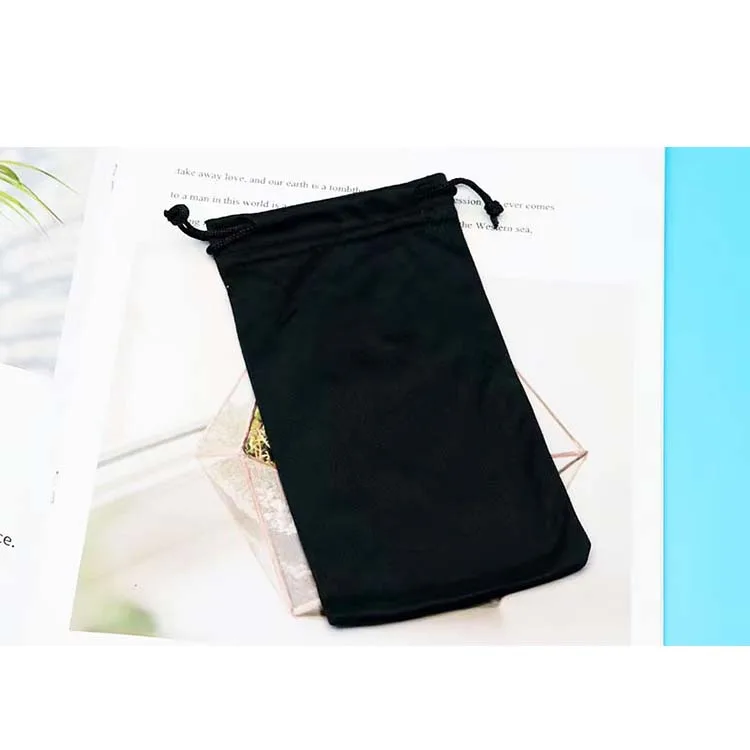 Wholesale Ready Goods 9*18cm Soft Drawstring Custom Microfiber Eye Glasses Sunglasses Bag Pouch Case