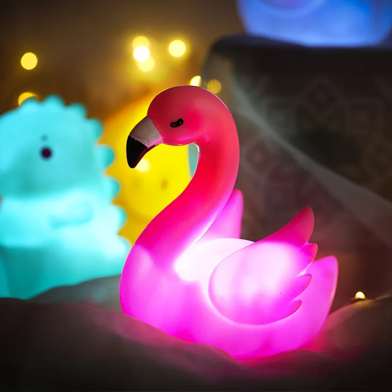 Hot Sale Cartoon Animal Vinyl Led Night Light Toys for Kids Sleeping Cute Mini Unicorn Moon Star Table Lamp Fruit Desk Lamp