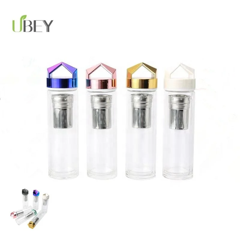 
500ml double wall glass water bottle tea cups with filter eco friendly houseware 