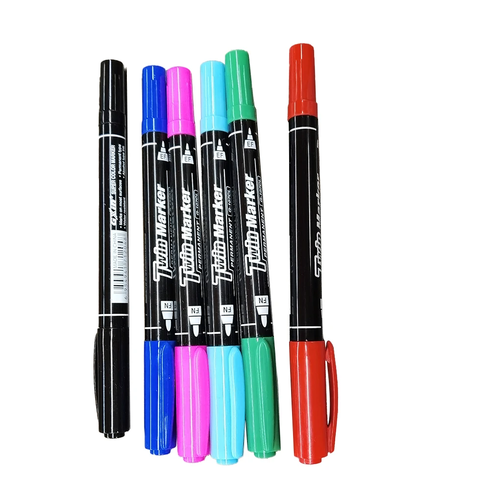 Permanent marker colour marker double headed waterproof white board marker pen for white board