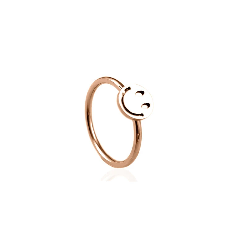 Japanese and Korean version of the smiling face ring female simple sweet and cute creative thin tail ring