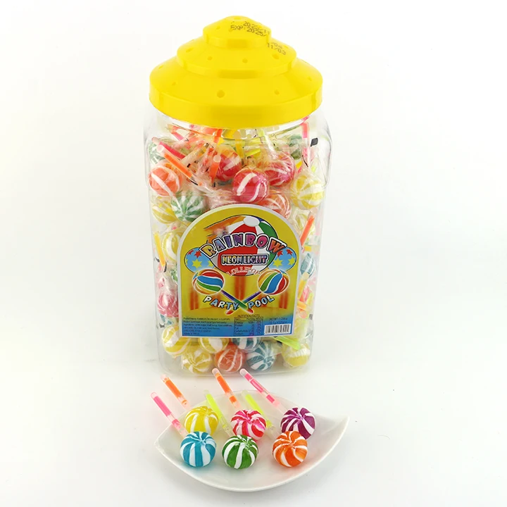 Halal rainbow round balls glow stick neon light fluorescent lollipop candy