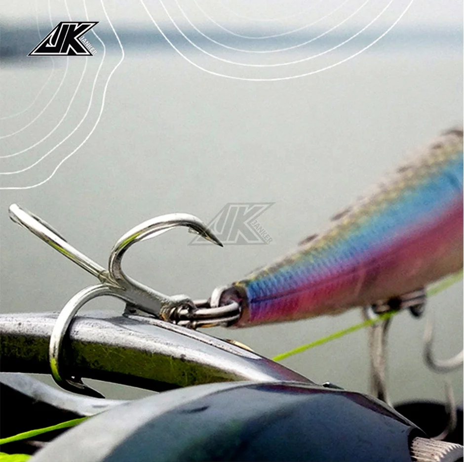 JK High Quality Mustad Wholesale Hardness Sea Fishing Freshwater Saltwater Lure Stainless Steel 3X Treble Hooks