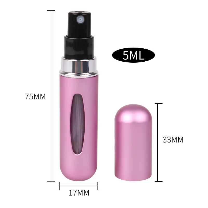 Hot sell Factory direct wholesale 5ml portable mini parfum travel pocket cute refillable perfume aluminum spray bottle