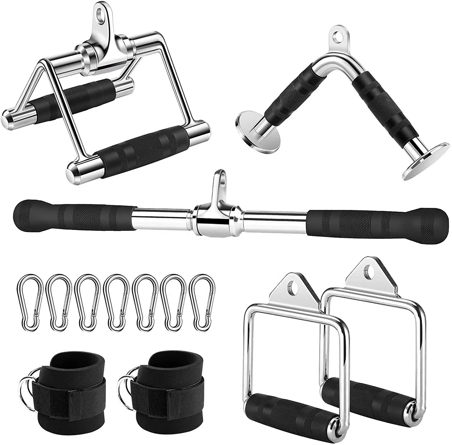 High Quality Fitness Accessories Chromed Solid V Shaped Pulldown Lat Bar for Home gym Fitness Equipment