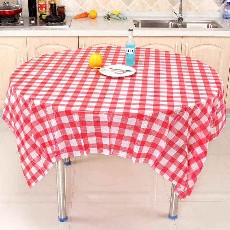 Factory direct supply disposable blue red plaid picnic mat for food stall restaurant round tablecloth