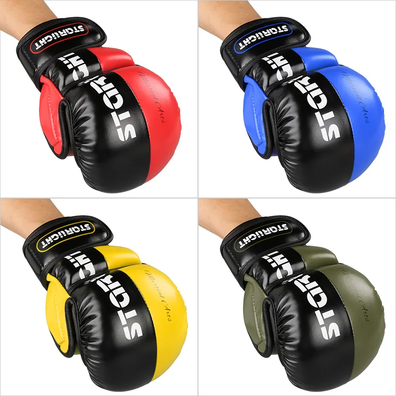 Durable Guantes Mma Gloves Customizable Leather sparring mma ufc Half finger Grappling gloves