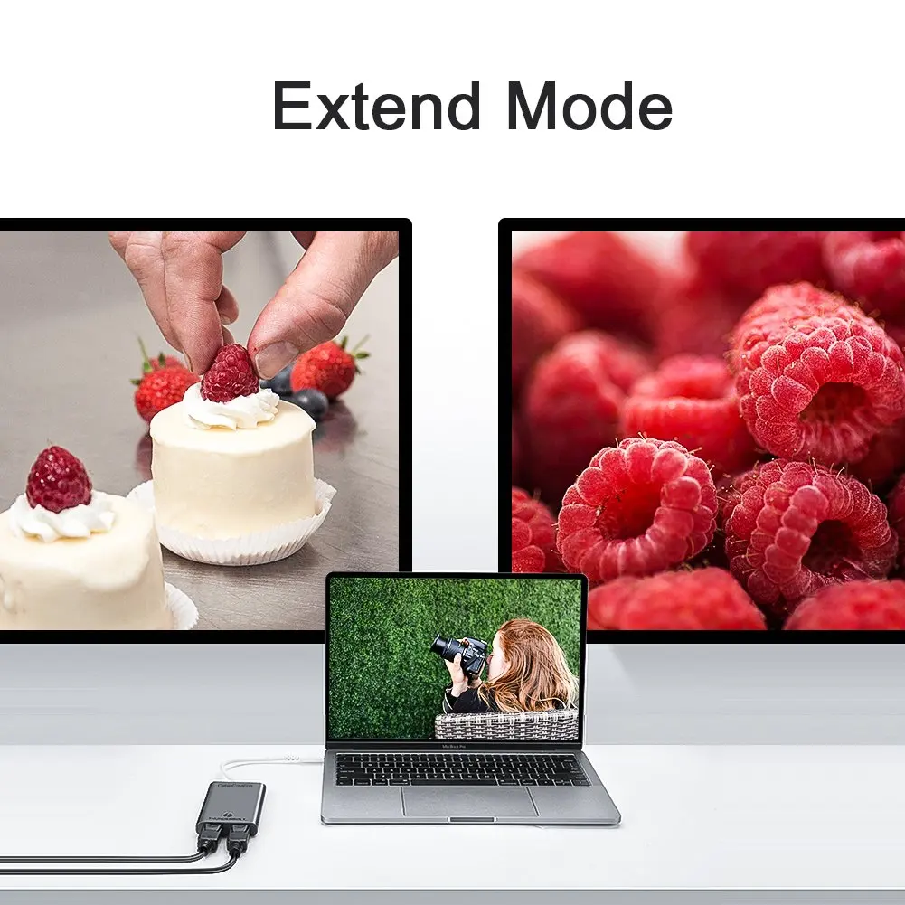 CableCreation Thunderbolt 3 to Dual DisplayPort Adapter Support Two 4K 60Hz Monitors or One 5K Display