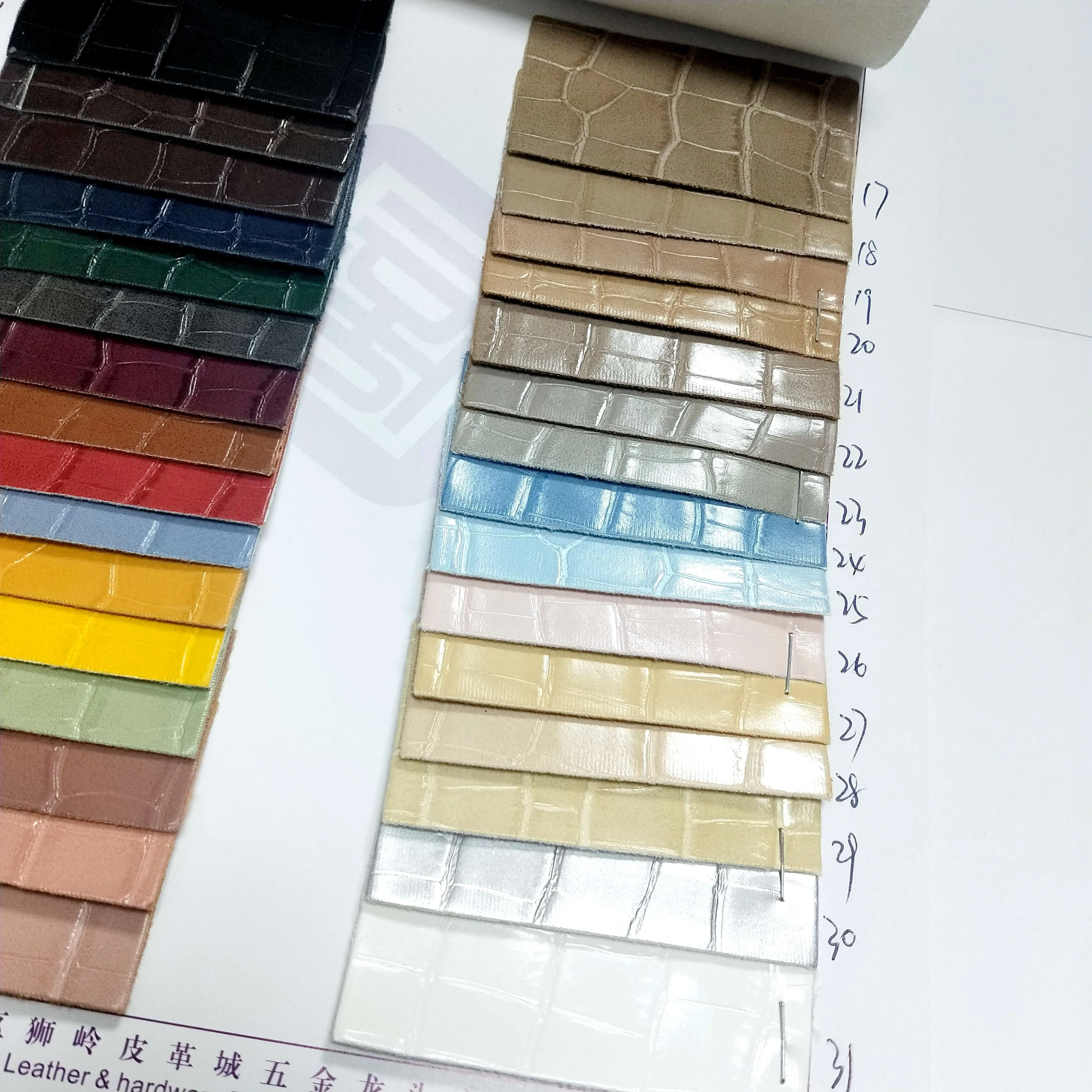 Crocodile pattern lattice line artificial leather PVC smooth artificial leather Fabric for bags and handbags