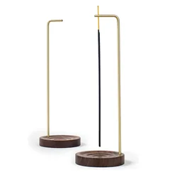 Wooden corrugated incense plate and brass incense stick bracket for Zen yoga spa mediation family dress