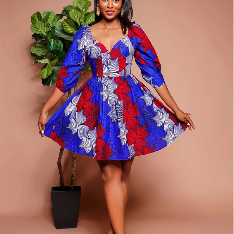 wholesale price African print corset dress a sexy casual dresses 100% cotton ankara dress