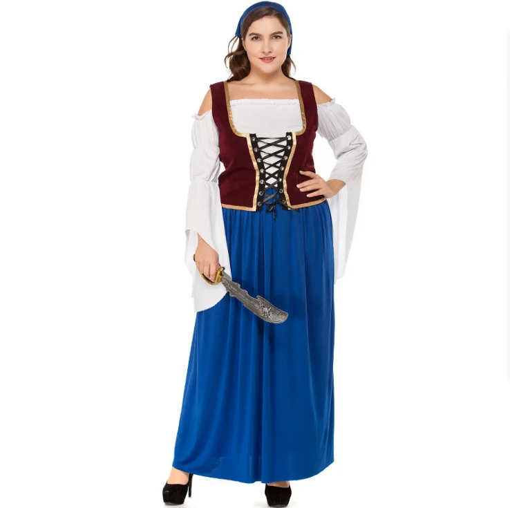 Spot Halloween Costume Adult Pirate Cosplay Fat Beer Plus Size Women Clothing