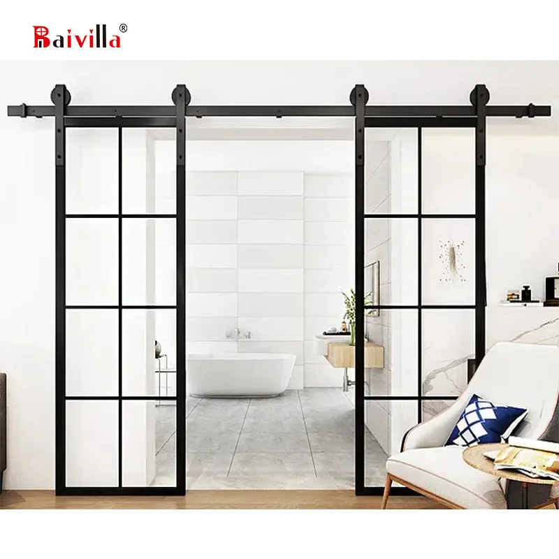 Interior Barn Door Aluminium Double Sliding Glass Barn Doors For Living Room
