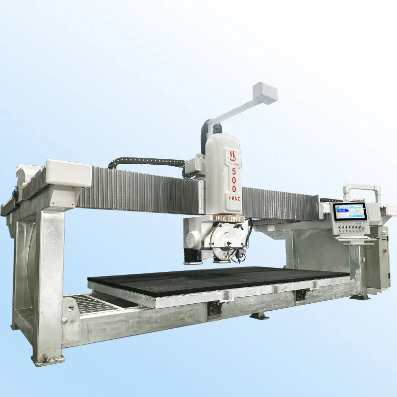 2025 hot Italian software Hualong machinery 5 +1 axis bridge saw granite marble CNC Cutting and Milling Stone Processing Machine