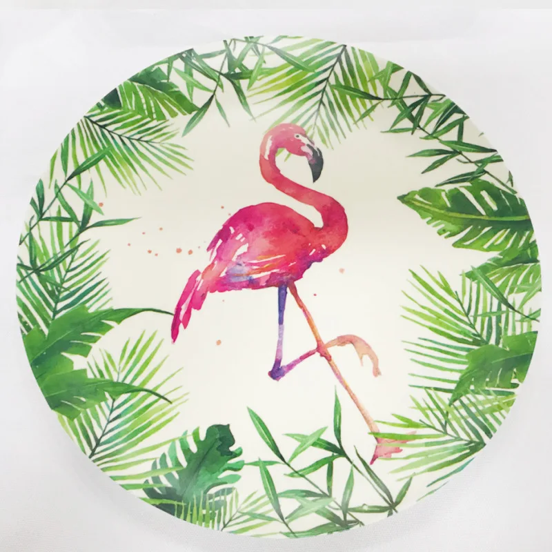 7Inch Party plates bamboo fiber no plastic eco friendly reusable colorful food unbreakable dishes plates