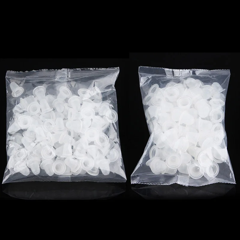 100Pcs Microblading Tattoo Ink Cups Disposable Silicone Pigment Caps Permanent Makeup Pigment Holder Containers Tattoo Accessory
