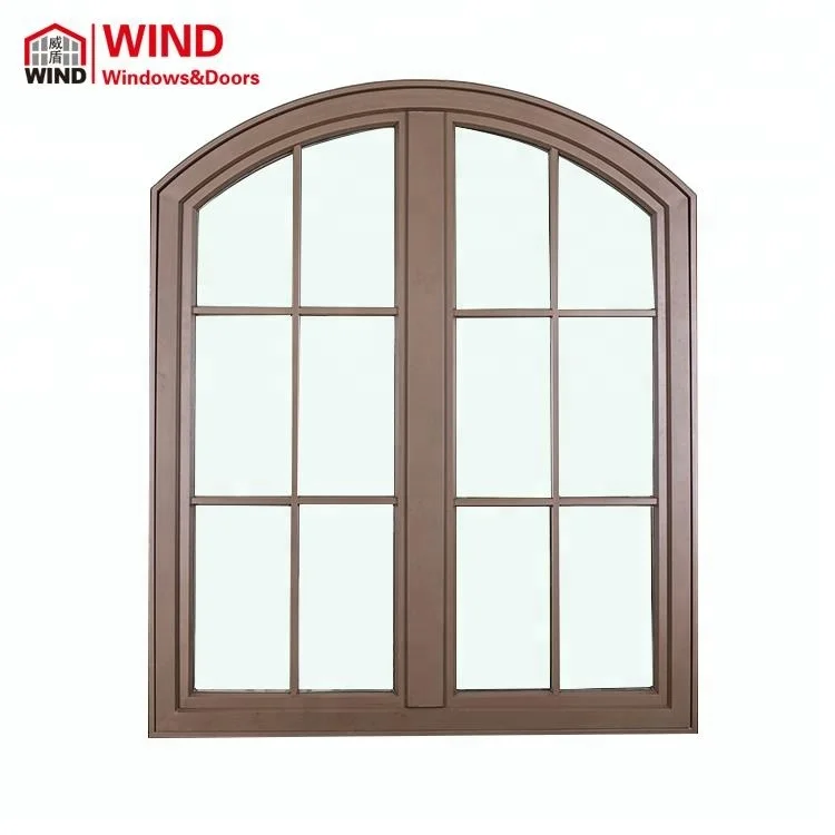 Windows Manufacturer Casement Inward Opening Aluminium Wood Arch Top Window
