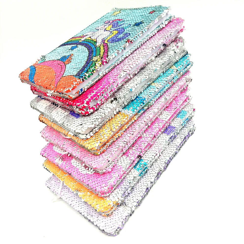 Hot sales Multi color Unicorn reversible sequins notebook A5 OEM MOQ 100 sequin journal whole sales