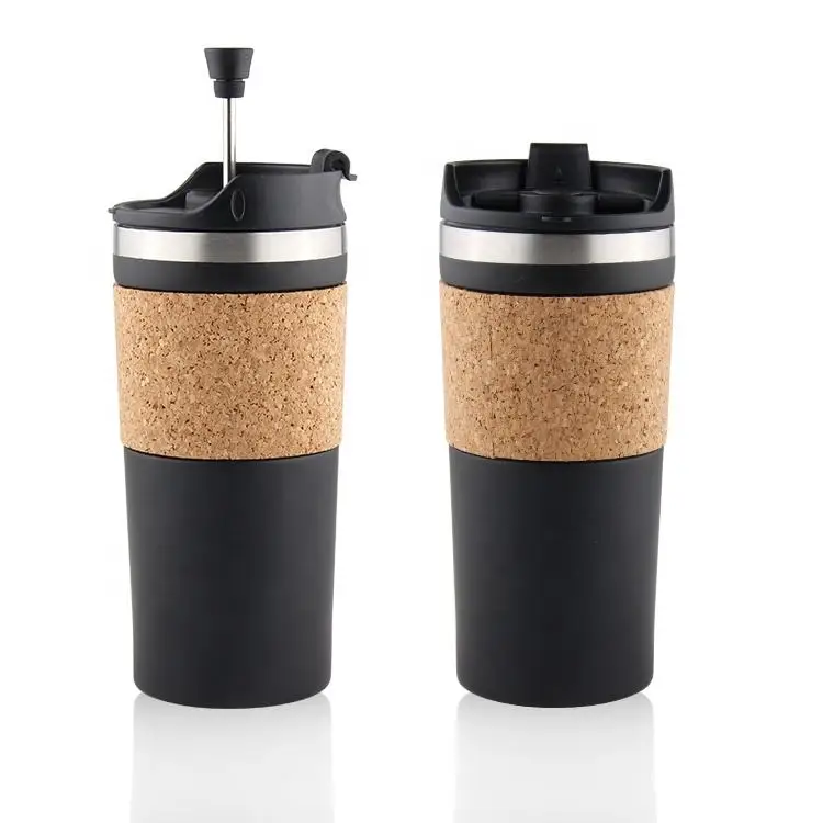 Travel Vacuum Insulated Coffee French Press Mug Hand Brew Coffee and Tea Maker Tumbler Cup