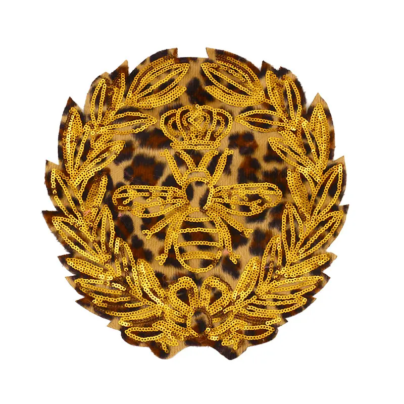 Custom Love Heart Letter Crown Golden Sequin Embroidery Applique Patch For Clothes