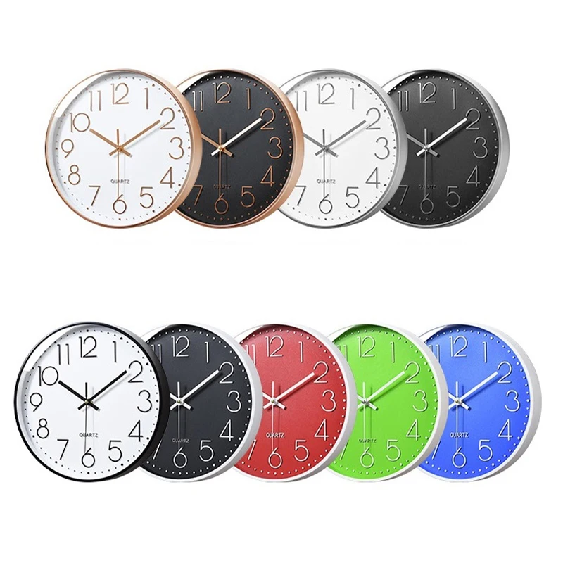12 inch nordic luxury contemporary silent round 3D Number plastic custom wall clock custom logo OEM wholesale clock factory
